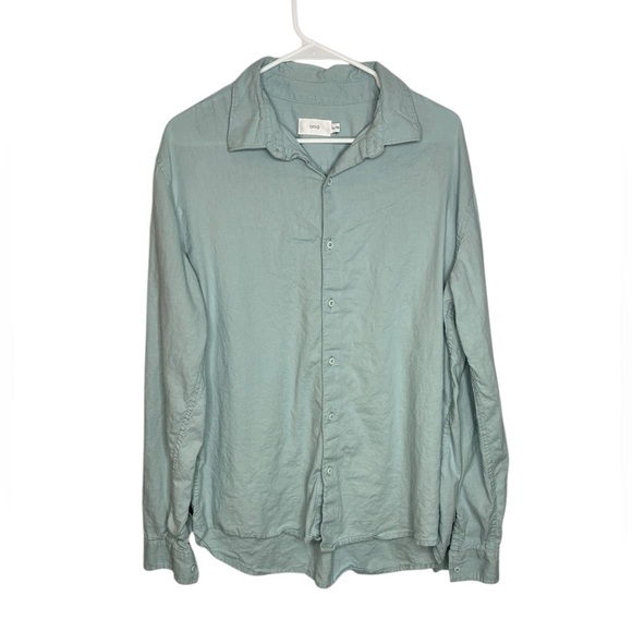 Onia Men’s Teal Mint Blue Linen Blend Casual Long Sleeve Button Down Size XL - Picture 1 of 11